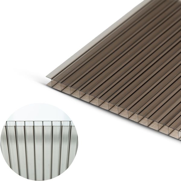 Polikarbonato plokštė PC Exolon multi 1845 6000x2100x10 mm 1 kameros, bronzinis 1,7kg/m2