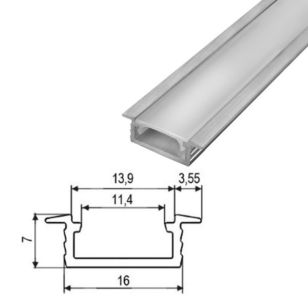 Aliuminio profilis LED GROOVE anoduotas 2m (R)