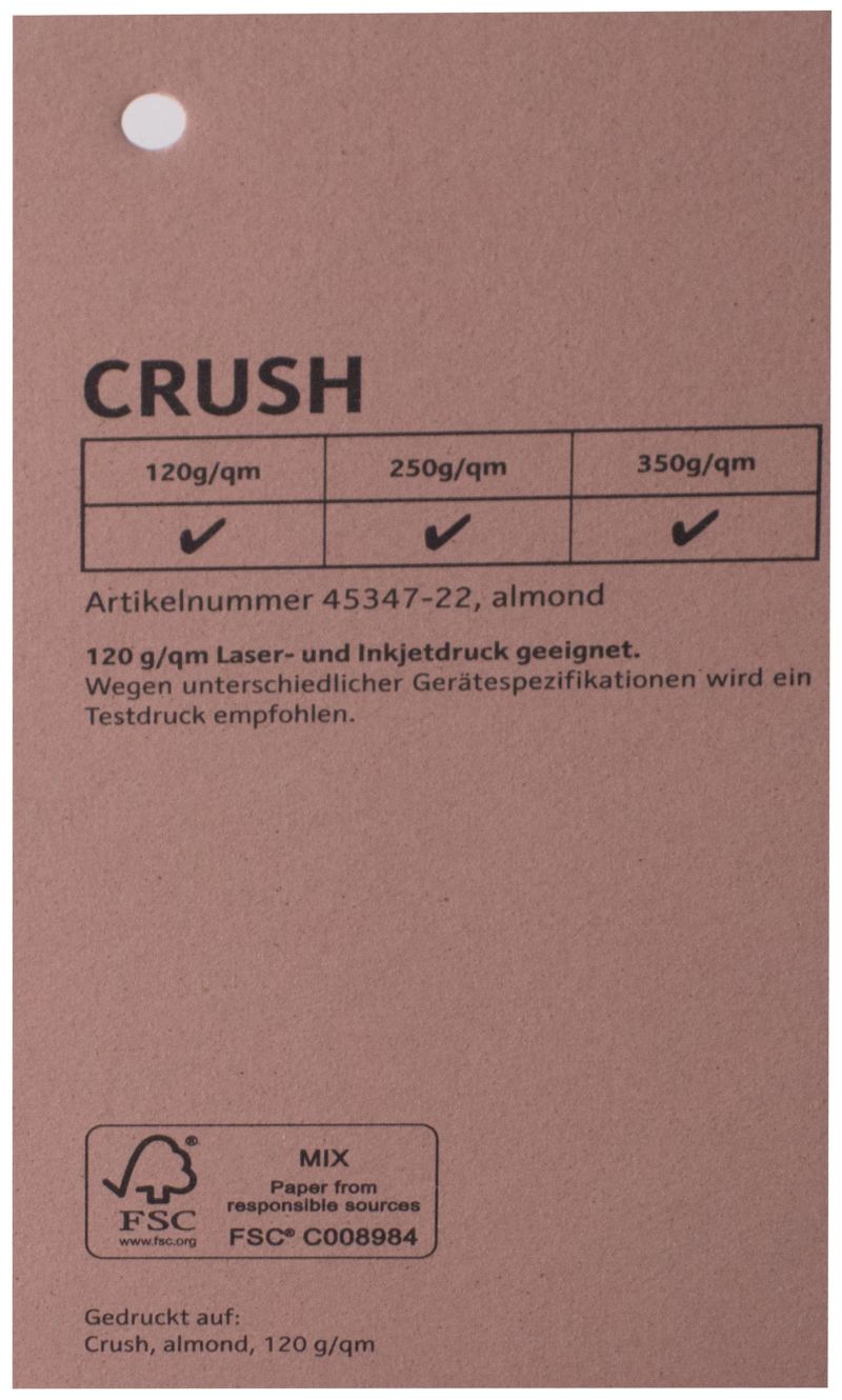 Spalvotas tekstūrinis dizaino popierius  CRUSH almond 72x102cm 250 g/m²
