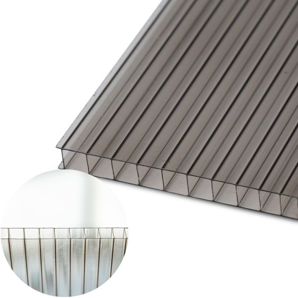 Polikarbonato plokštė PC Multiclear Box 13000x2100x10 mm, 1 kameros, bronzinė 1,7kg/m2
