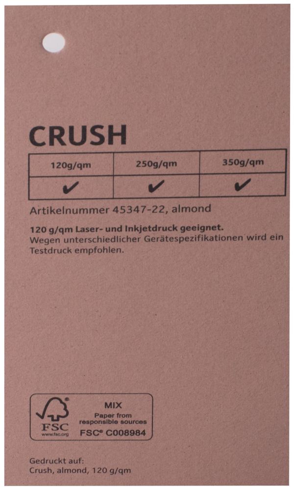 Spalvotas tekstūrinis dizaino popierius  CRUSH almond 72x102cm 250 g/m²
