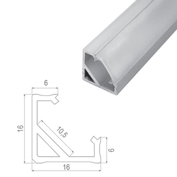 Aliuminio profilis LED CORNER 45 kampinis anoduotas 2m (R)