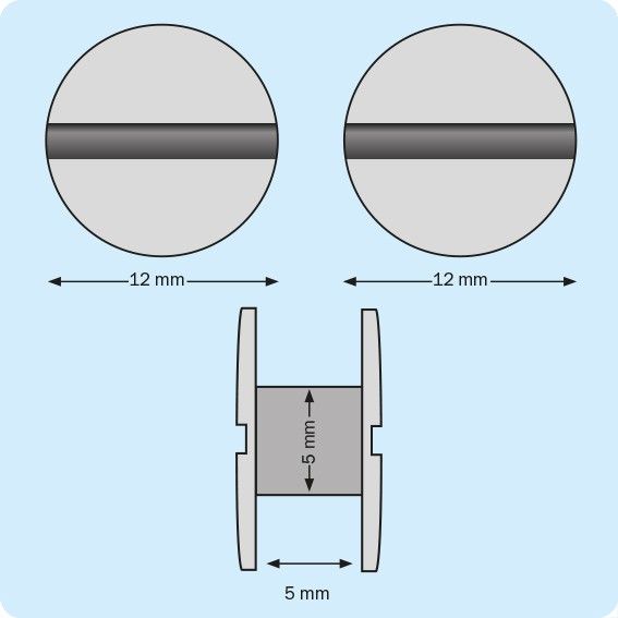 Plastmasiniai varžtai knygoms, d-5mm, ilgis 5mm (juodi)