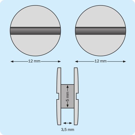 Plastmasiniai varžtai knygoms, d-5mm, ilgis 3.5mm (juodi)