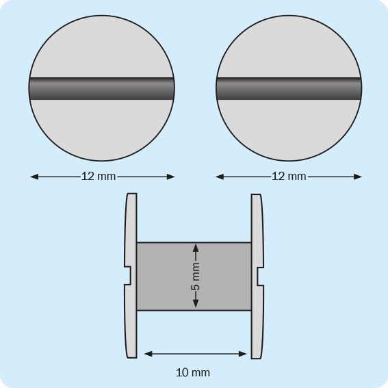 Plastmasiniai varžtai knygoms, d-5mm, ilgis 10mm (juodi)