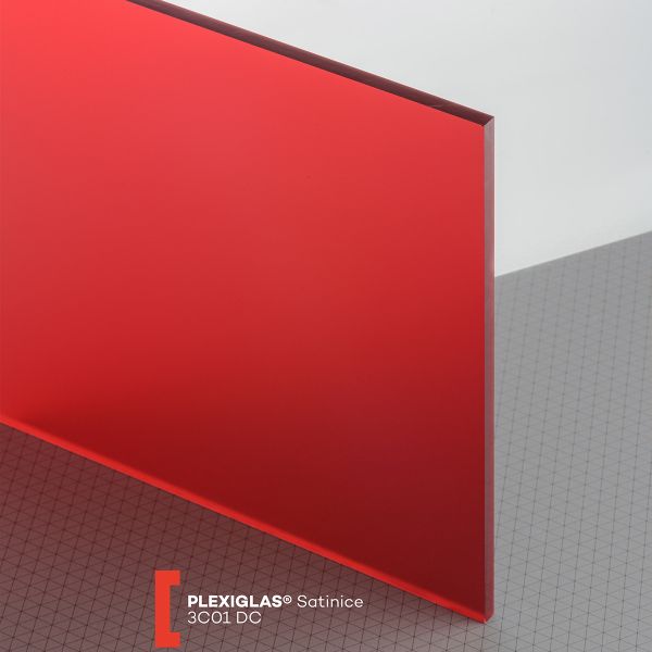 Plexiglas Satinice (3050x2030x6mm) raudona 3C01 DC dvipusė
