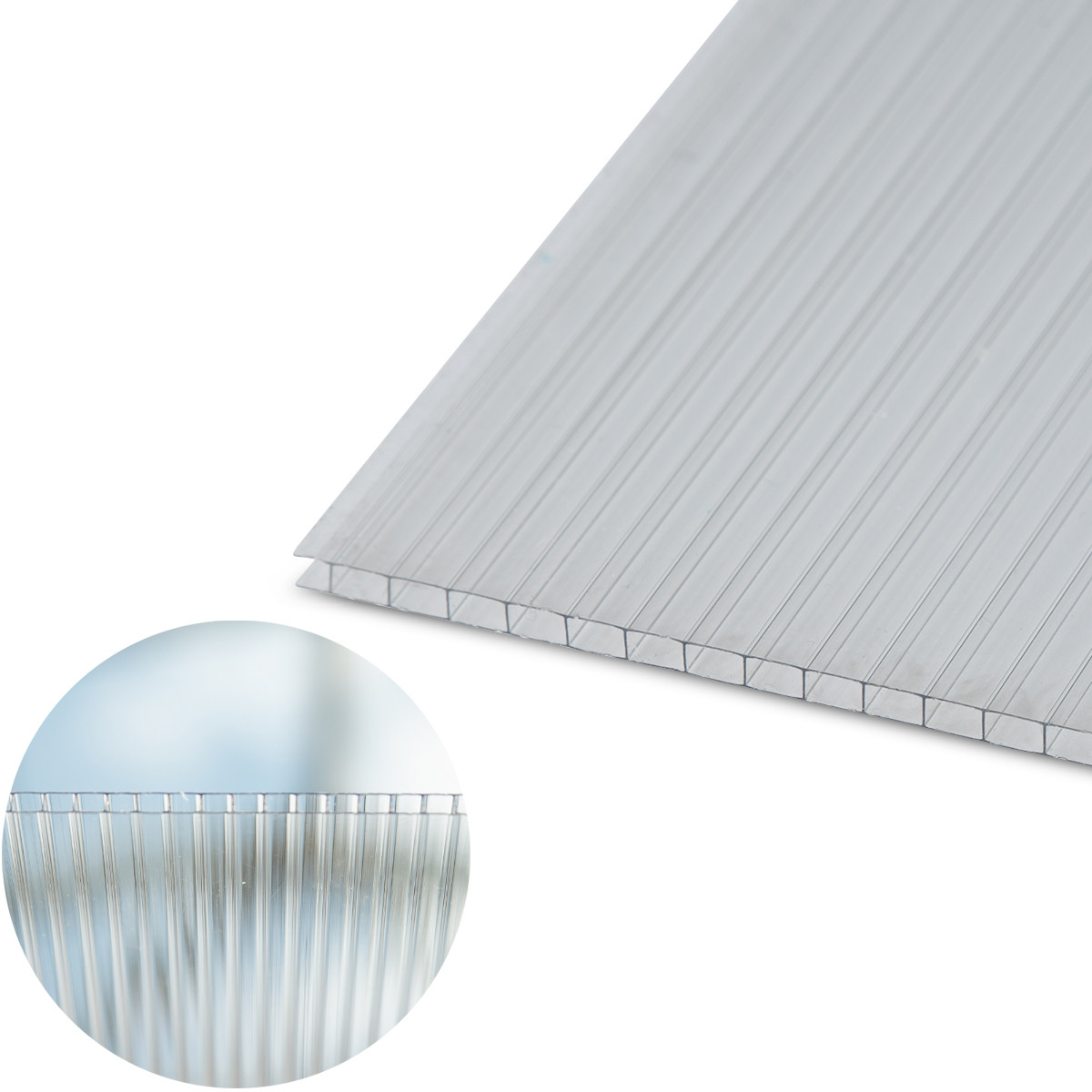 Polikarbonato plokštė PC multi 6000x2100x4 mm,1 kameros, skaidri 0,8kg/m2