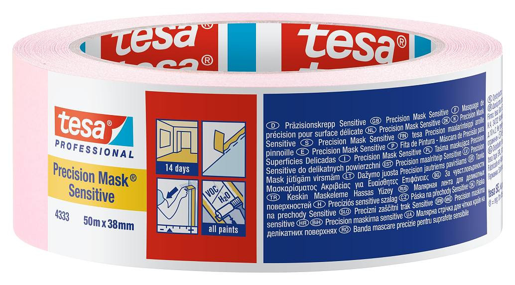 Apsauginė dažymo juosta Tesa 4333 jautriems paviršiams (38mm x 50m)