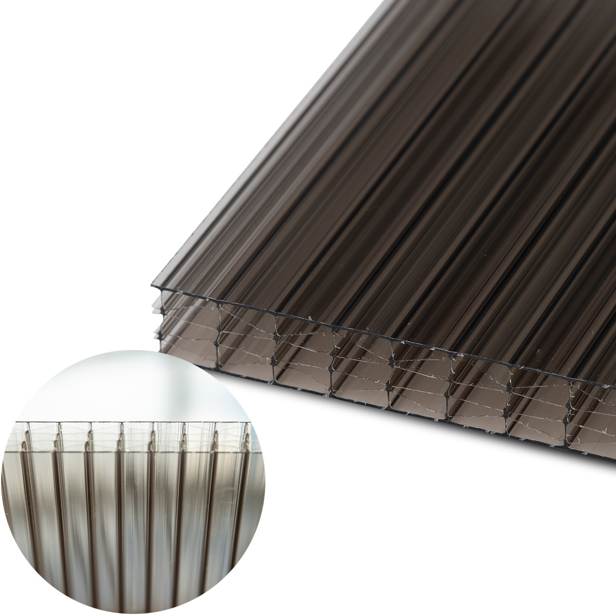 Polikarbonato plokštė PC Multiclear STRONG 6000x2100x16 mm, UV2 X kameros, bronzinė 2,6kg/m2