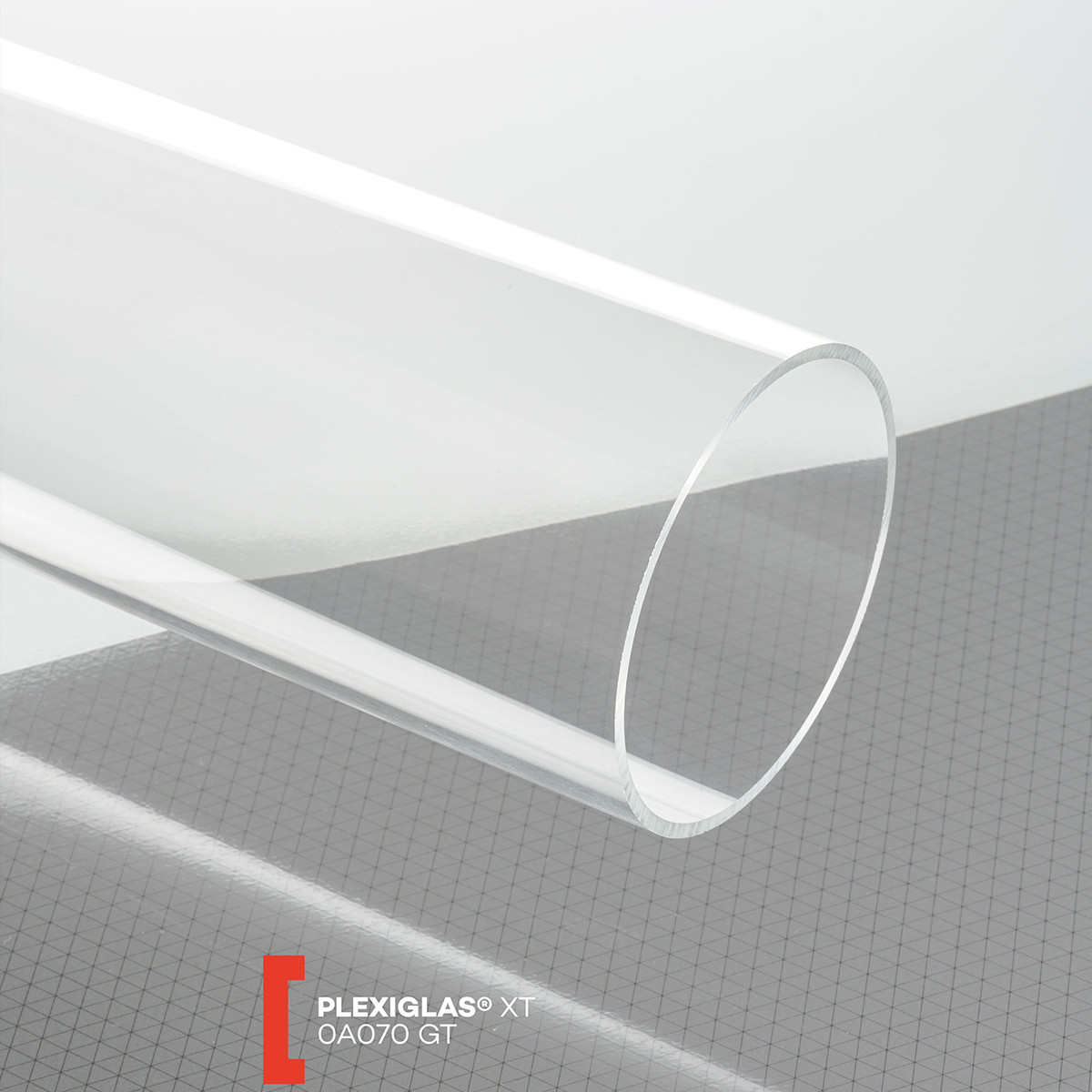 Organinio stiklo PMMA (akrilo) vamzdis Plexiglas XT (2000x21x25mm) 0A070 skaidrus