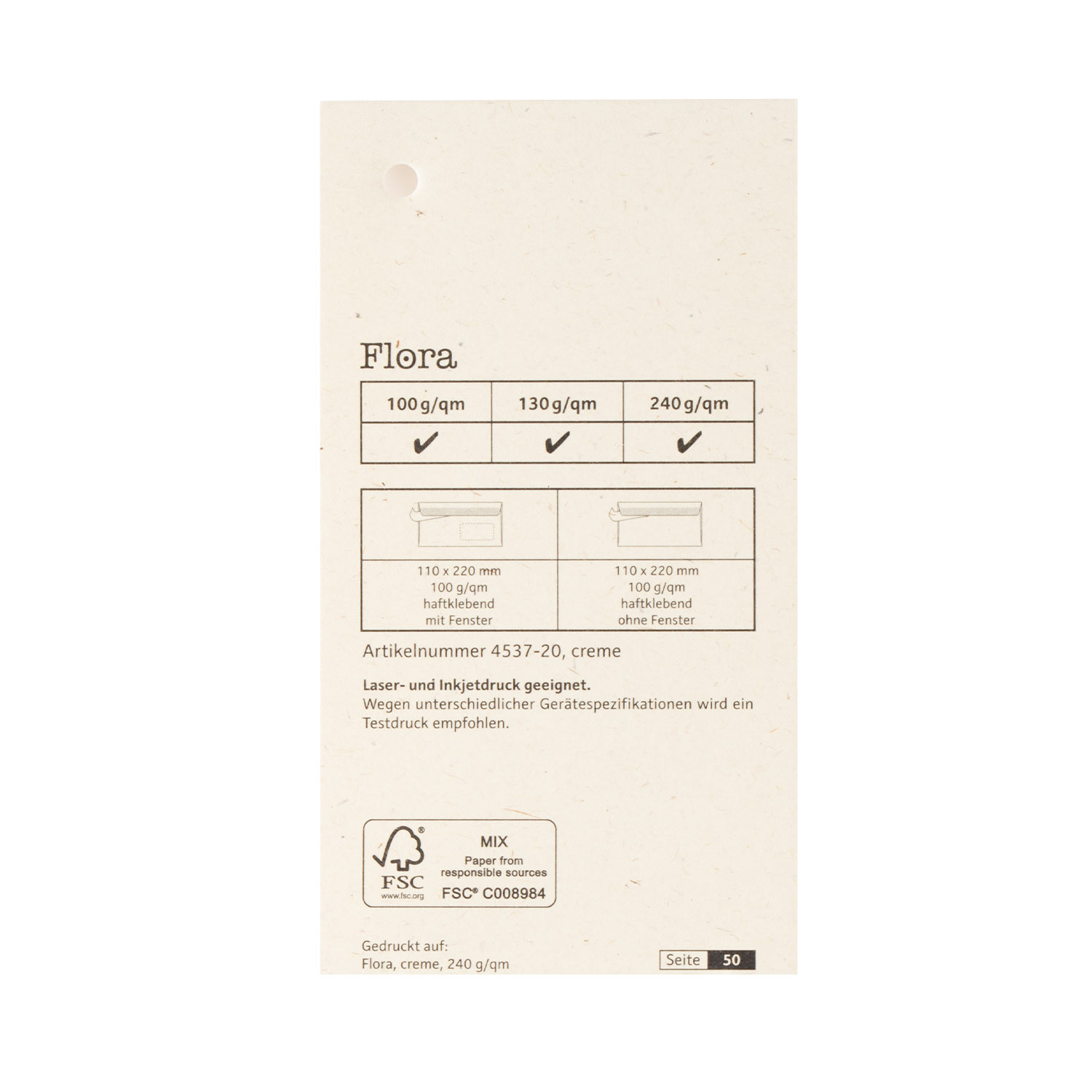 Spalvotas tekstūrinis dizaino popierius  Flora kreminė 130g/m2 (72x102 cm) kreminė sp.