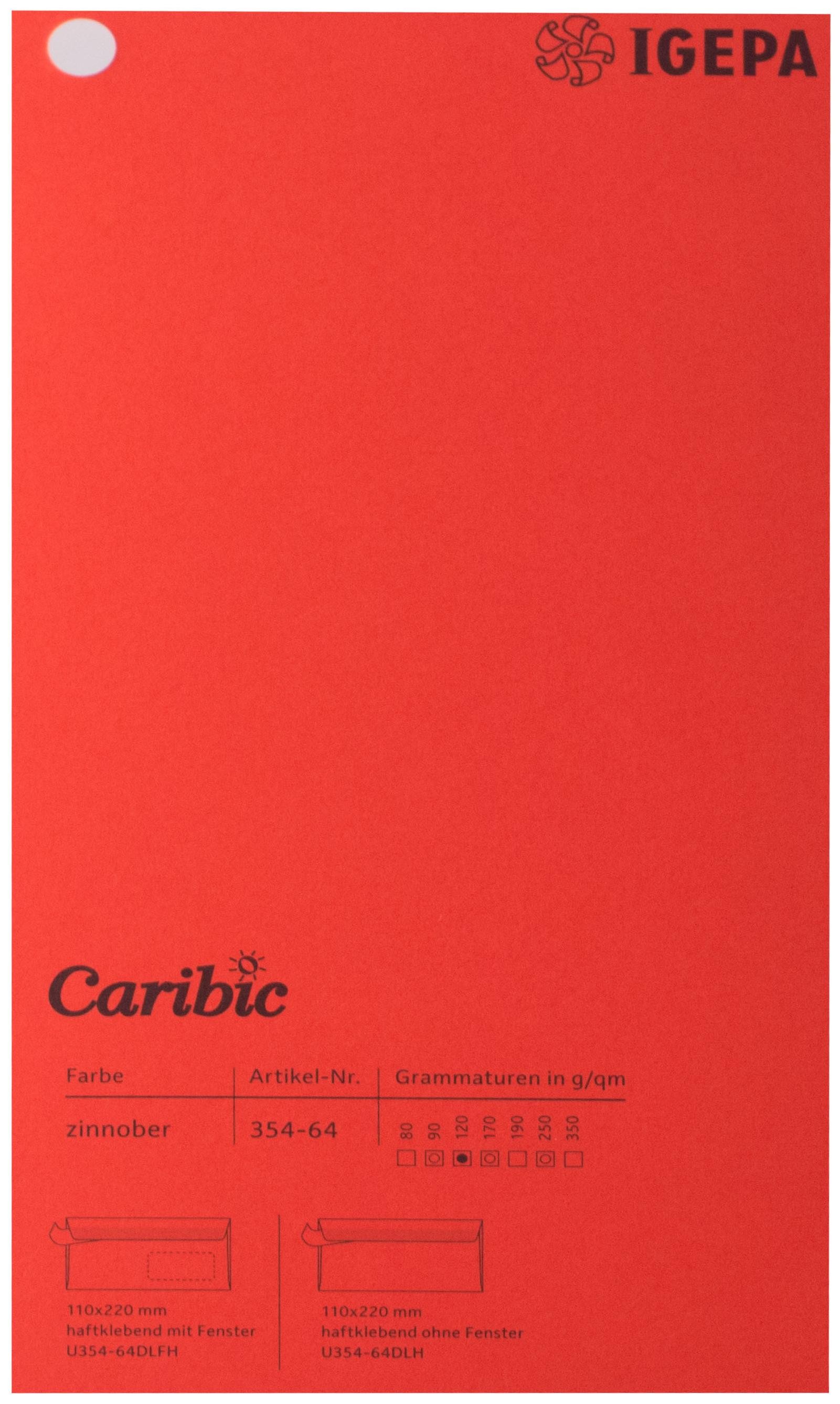 Spalvotas popierius Caribic Nr.64 250g/m2 65x92 cm (raudona)
