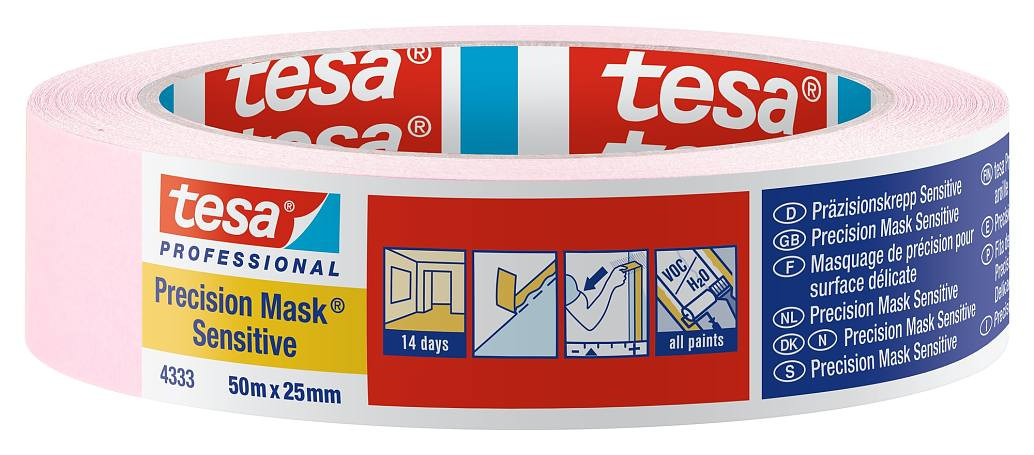 Apsauginė dažymo juosta Tesa 4333 jautriems paviršiams (25mm x 50m)