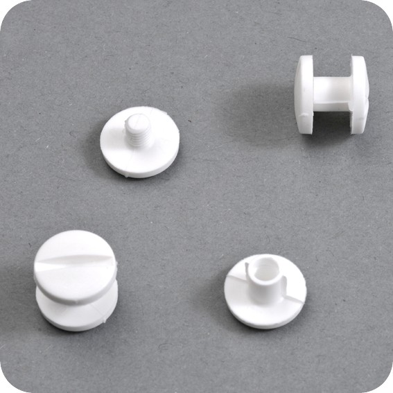 Plastmasiniai varžtai knygoms, d-5mm, ilgis 5mm (balti)