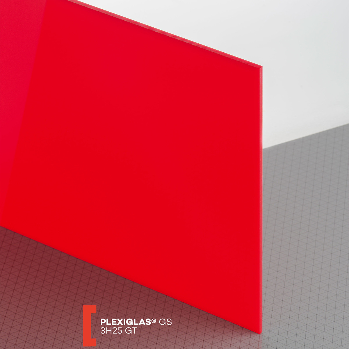 Plexiglas GS (3050x2030x3mm) 3H25 raudona (505)