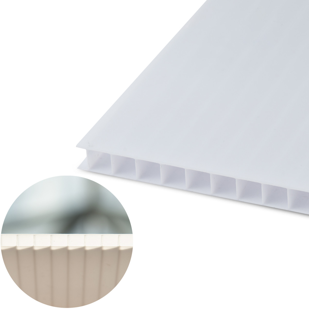 Polikarbonato plokštė PC Multiclear Box reklamai 6000x2100x10 mm, 1 kameros,  balta WH03 1125 1,7kg/m2