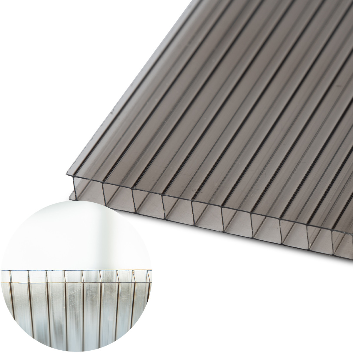 Polikarbonato plokštė PC Multiclear Box 13000x2100x10 mm, 1 kameros, bronzinė 1,7kg/m2