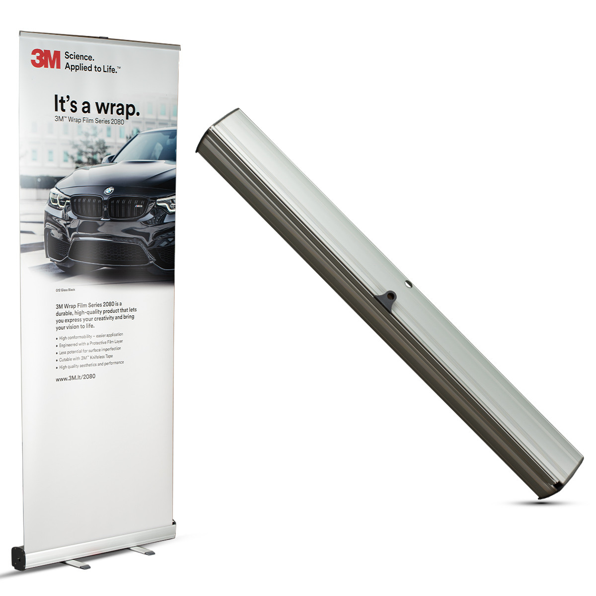 Stendas IGEPA Tweet Roll up vienpusis, model 10, (1000x2000mm) sidabrinis