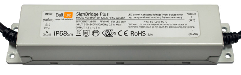 LED Maitinimo šaltinis BaltLED Signbridge Plus 60W IP68