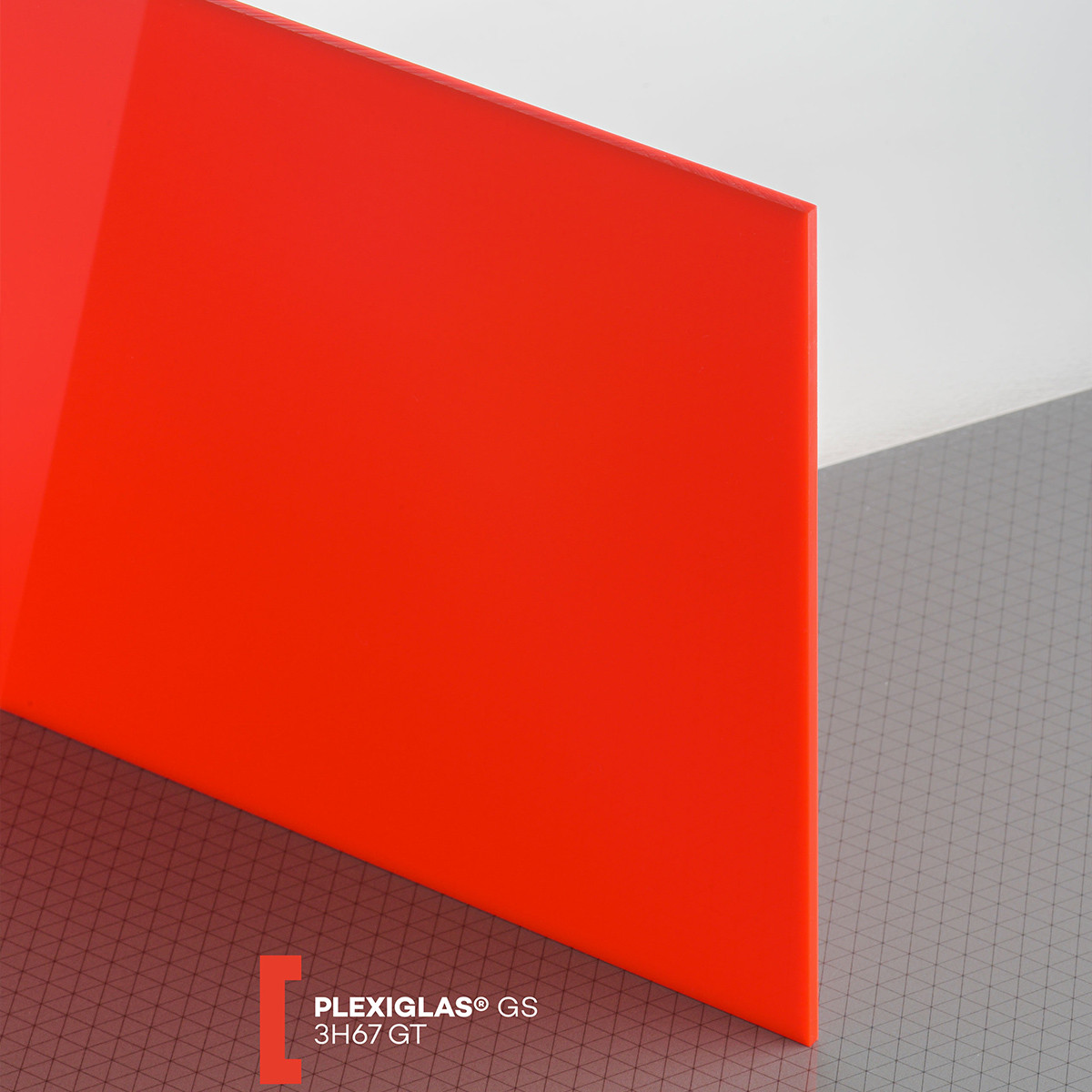 Plexiglas GS (3050x2030x4mm) 3H67 raudona (568)