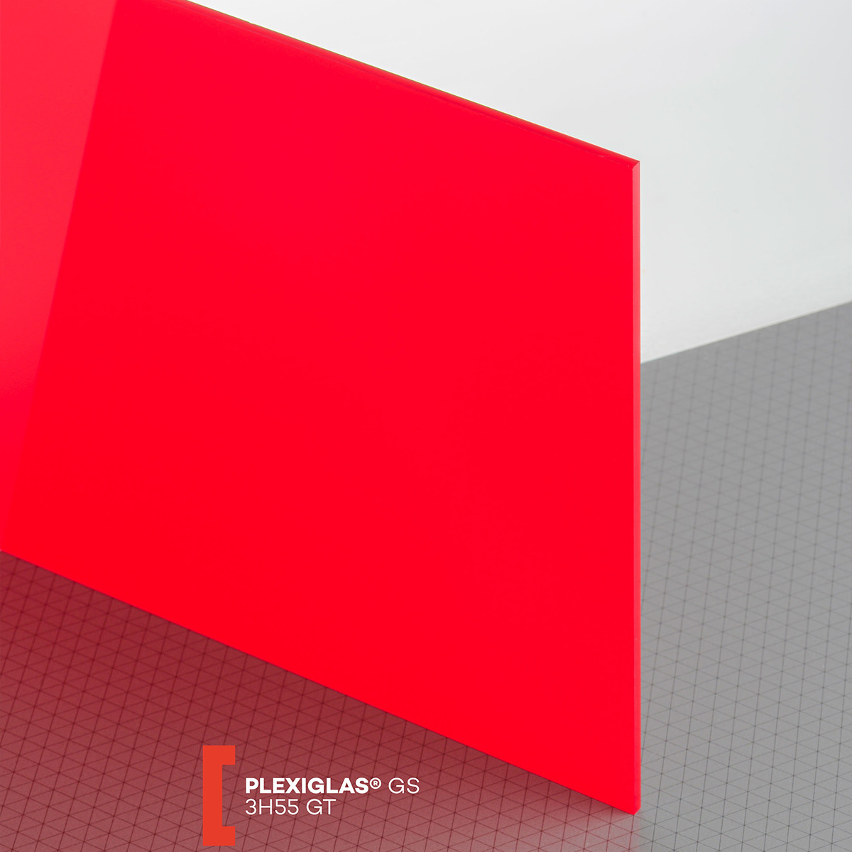 Plexiglas GS (3050x2030x3mm) 3H55 raudona (555)