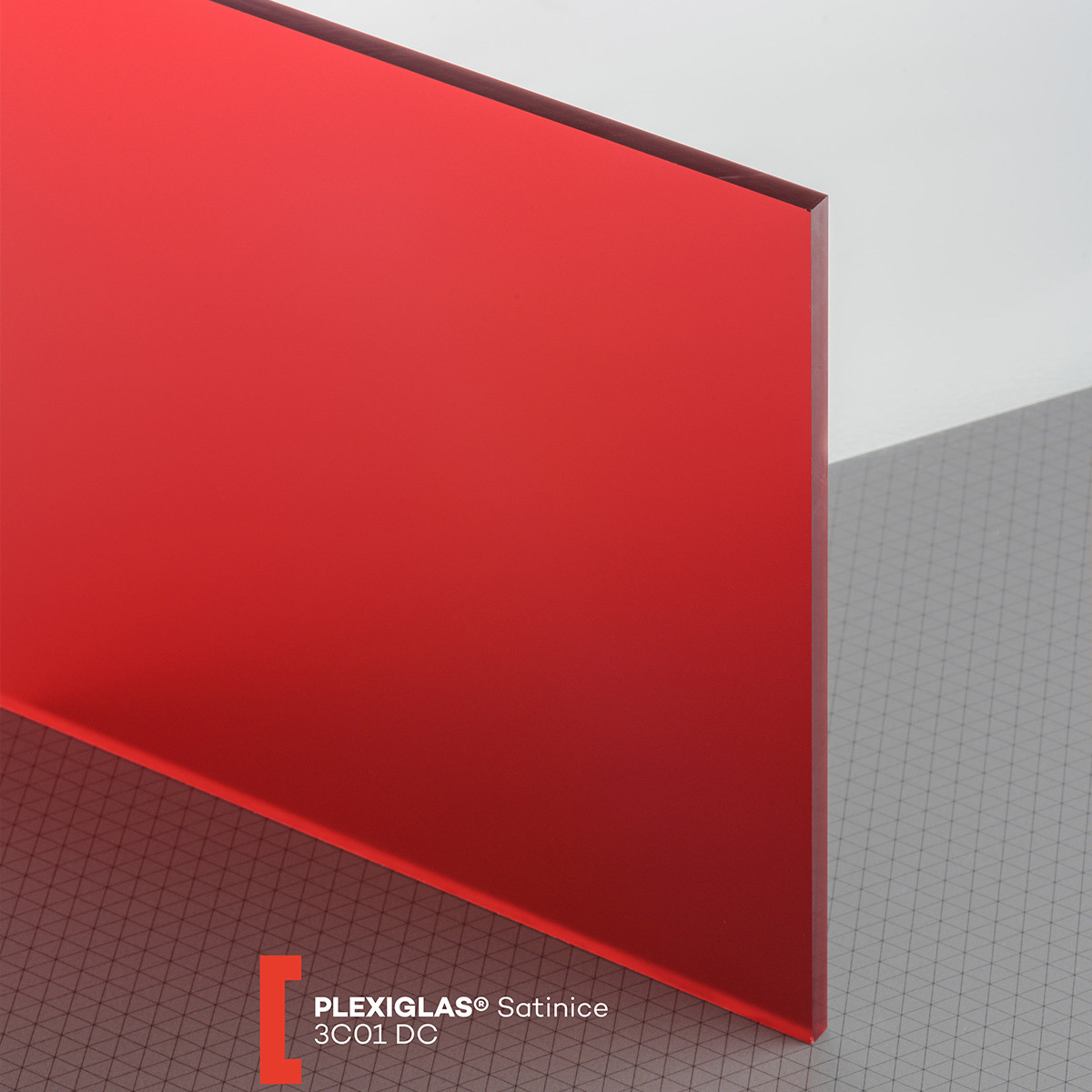 Plexiglas Satinice (3050x2030x6mm) raudona 3C01 DC dvipusė