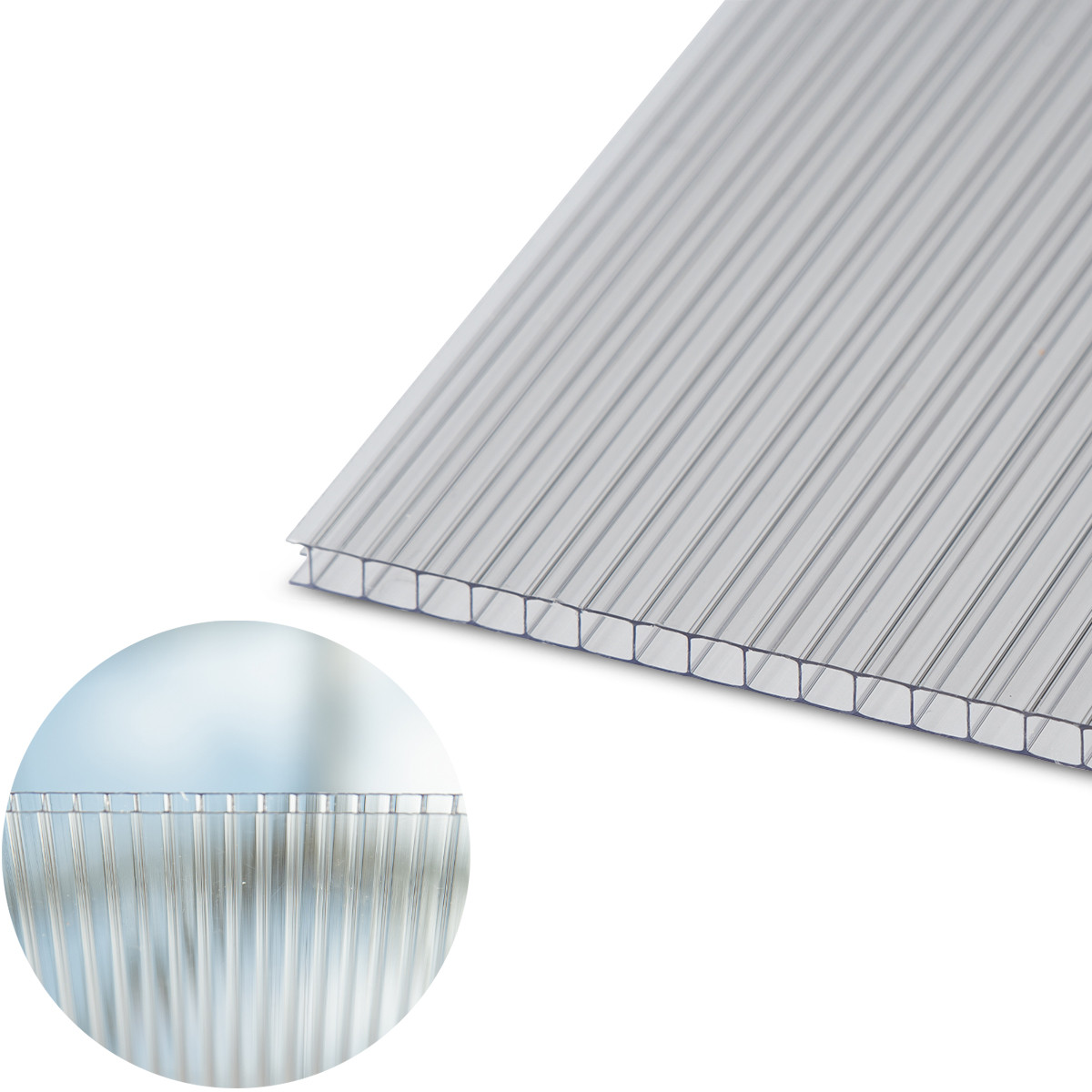 Polikarbonato plokštė PC Multiclear Box 6000x2100x8 mm, 1 kameros, skaidri 1,5kg/m2