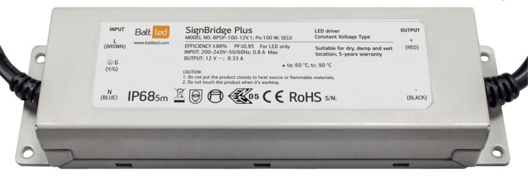 LED Maitinimo šaltinis BaltLED Signbridge Plus 100W IP68