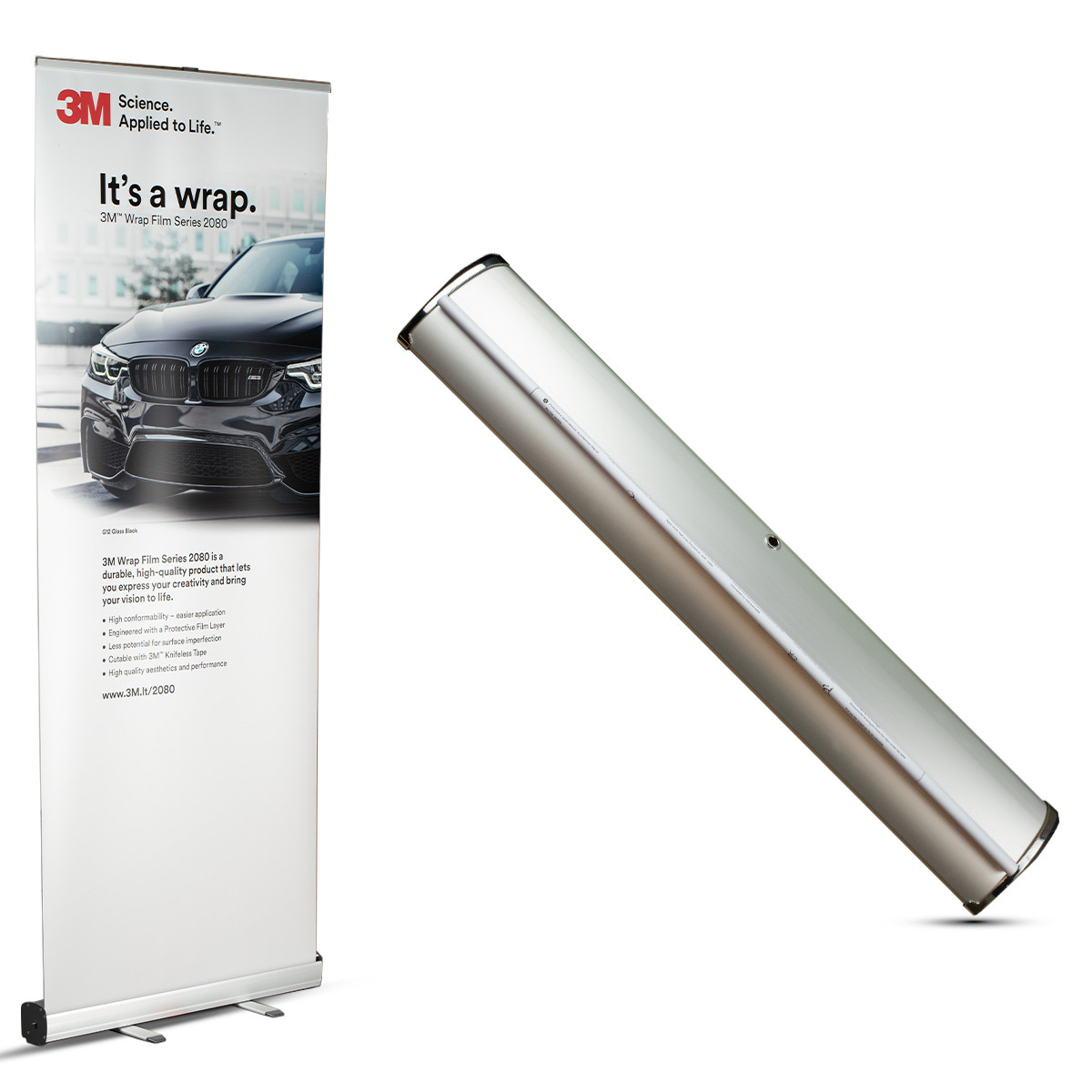 Stendas IGEPA Queen Roll up vienpusis, model 17, (1000x2000mm) sidabrinis